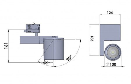 Трековый светильник Alert Led 3000К черный  (с блоком управления DALI)